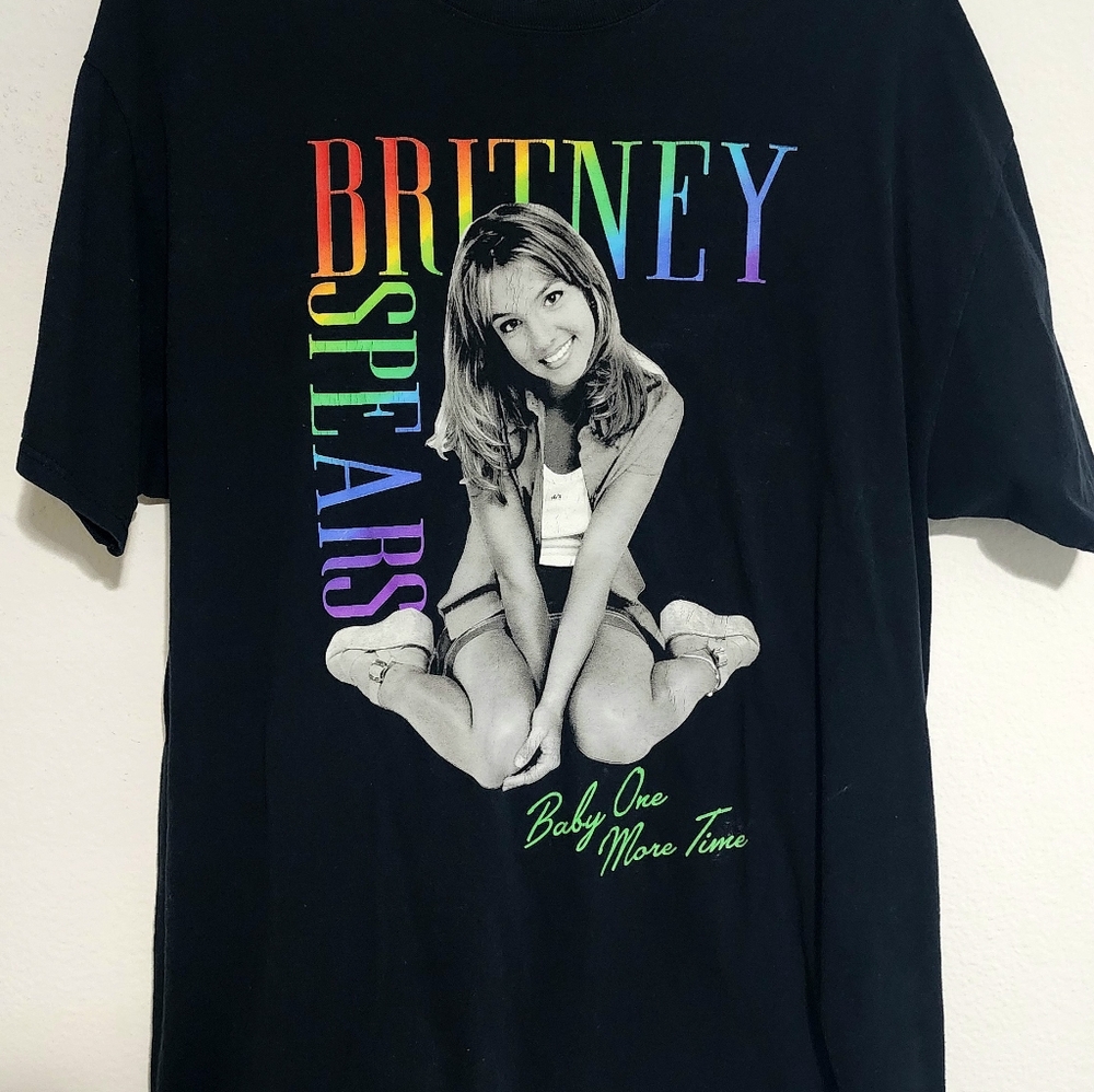 Britney Spears Graphic Tee - Black with Rainbow Text
